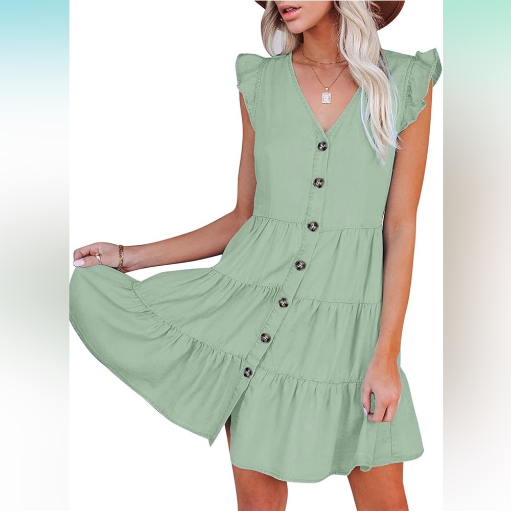 Medium green/teal Blooming Jelly cute flowy mini dress
